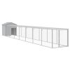 Chicken Cage with Run Light Gray 46.1"x320.1"x48.4" Galvanized Steel