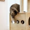 Modern Luxury Cat Tree Wooden Multi-Level Cat Tower Cat Sky Castle With 2 Cozy Condos, Cozy Perch