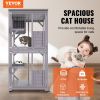 VEVOR Cat House Outdoor, 3-Tier Large Catio, Cat Enclosure with 360Â° Rotating Casters, 2 Platforms, A Resting Box and Large Front Door