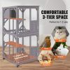 VEVOR Cat House Outdoor, 3-Tier Large Catio, Cat Enclosure with 360Â° Rotating Casters, 2 Platforms, A Resting Box and Large Front Door