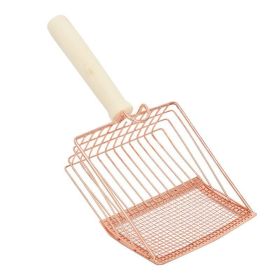 Cat metal litter scoops filter small feces Litter filters Oversized dog litter scoops can cope with different sizes of feces small and large holes The (Color: Rose gold)
